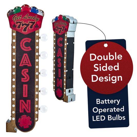 Get Lucky Casino Vintage LED Marquee Off the Wall Sign