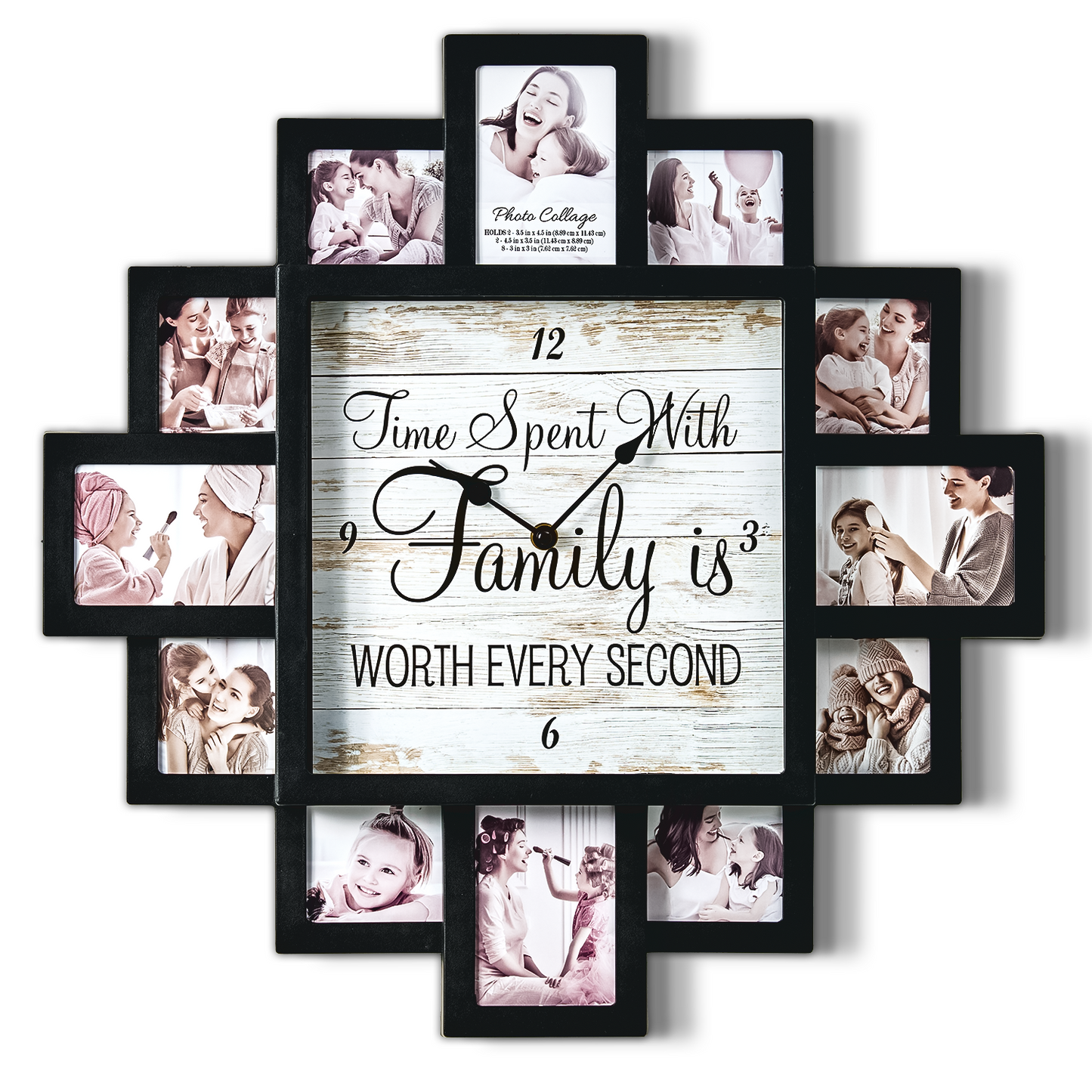 Black "Worth Every Second" Picture Frame Wall Collage Clock