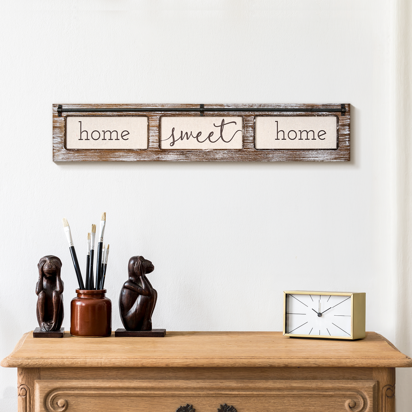 Home Sweet Home Rustic Wood Canvas Sign
