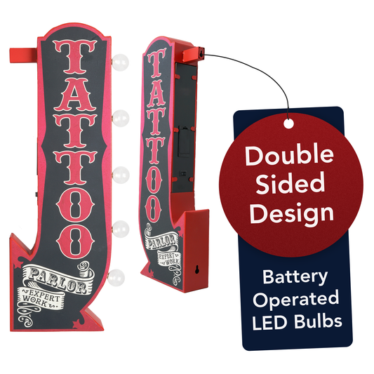 Tattoo Parlor Vintage LED Marquee Arrow Sign