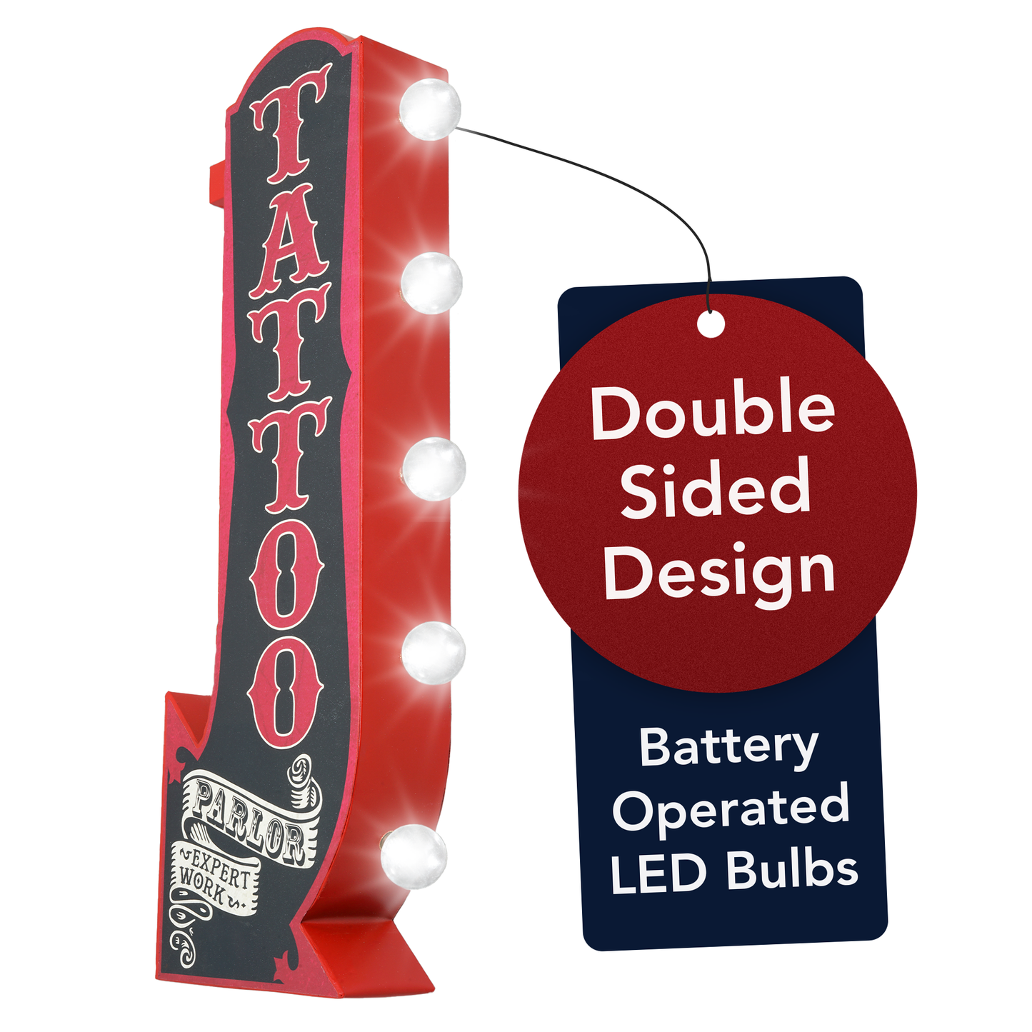Tattoo Parlor Vintage LED Marquee Arrow Sign