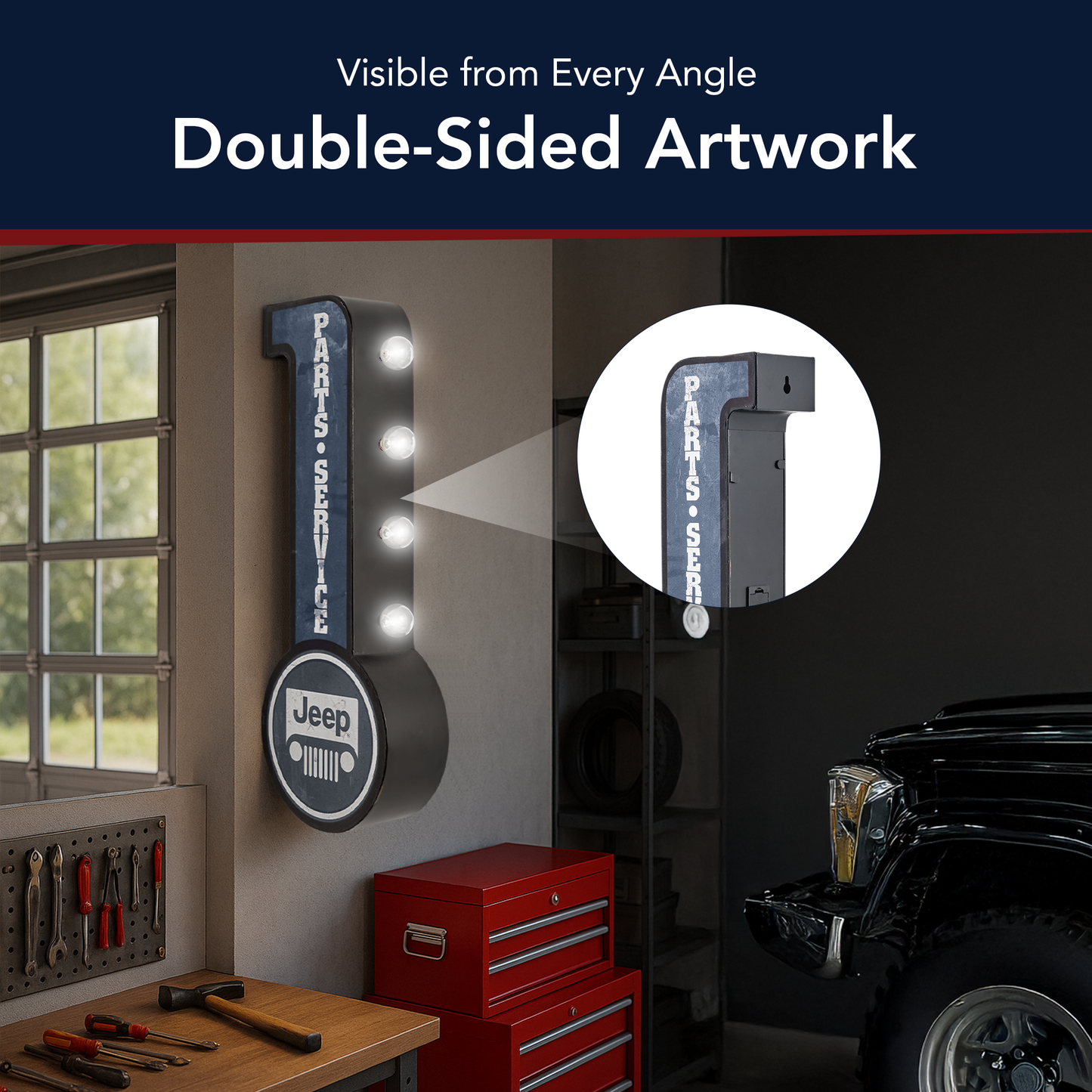 Officially Licensed Vintage Jeep Parts & Service LED Marquee Sign