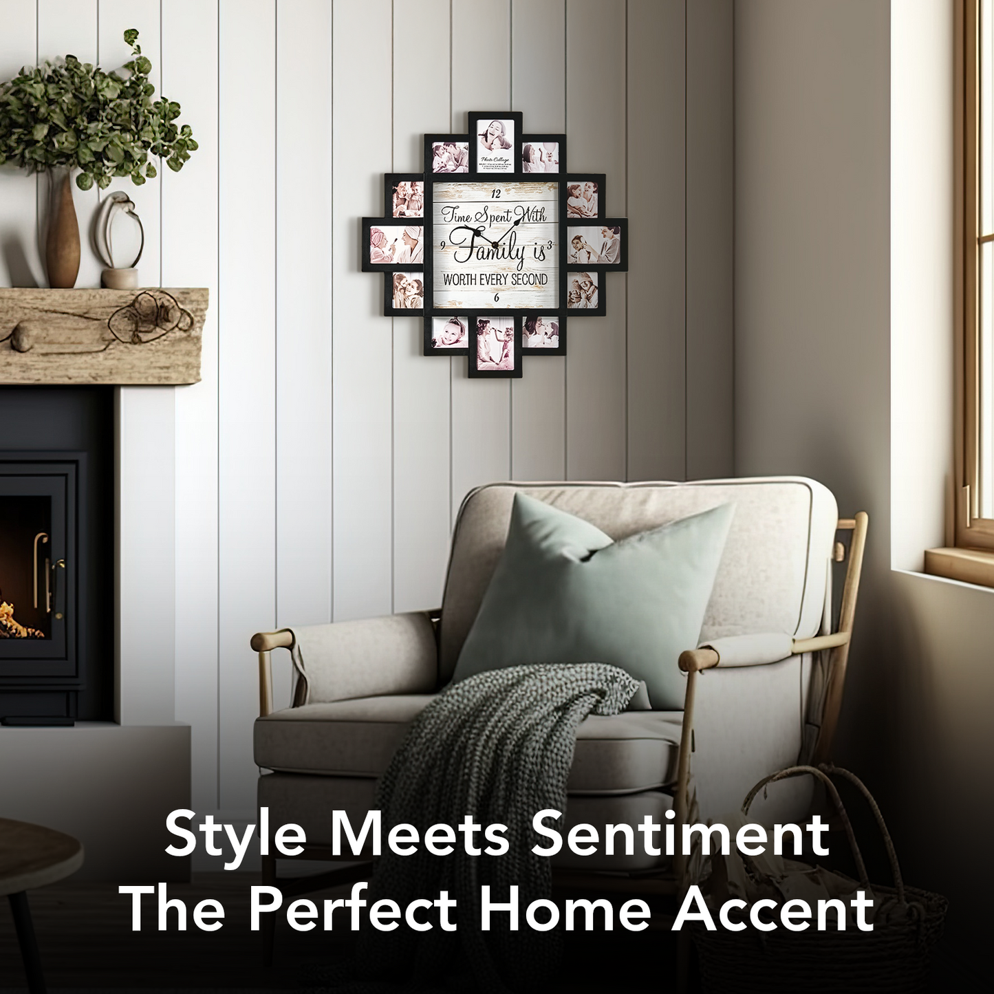 Black "Worth Every Second" Picture Frame Wall Collage Clock
