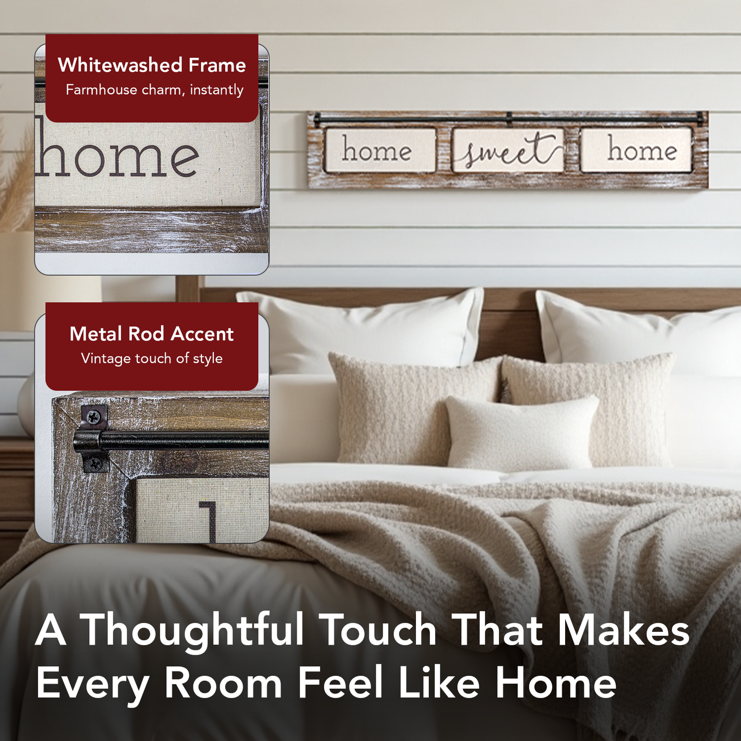 Home Sweet Home Rustic Wood Canvas Sign