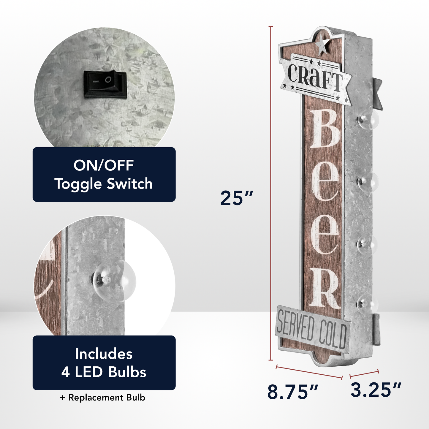 Craft Beer Vintage LED Marquee Sign Wall Decor