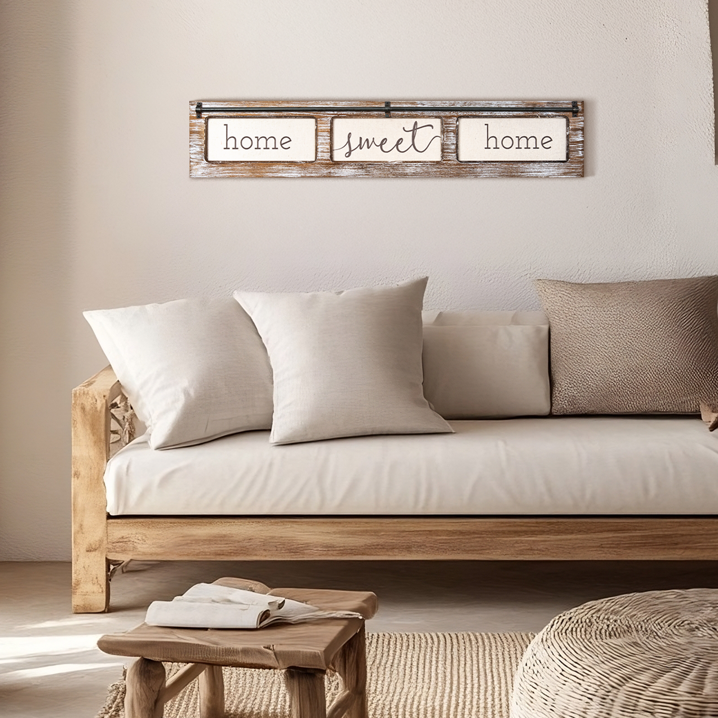 Home Sweet Home Rustic Wood Canvas Sign