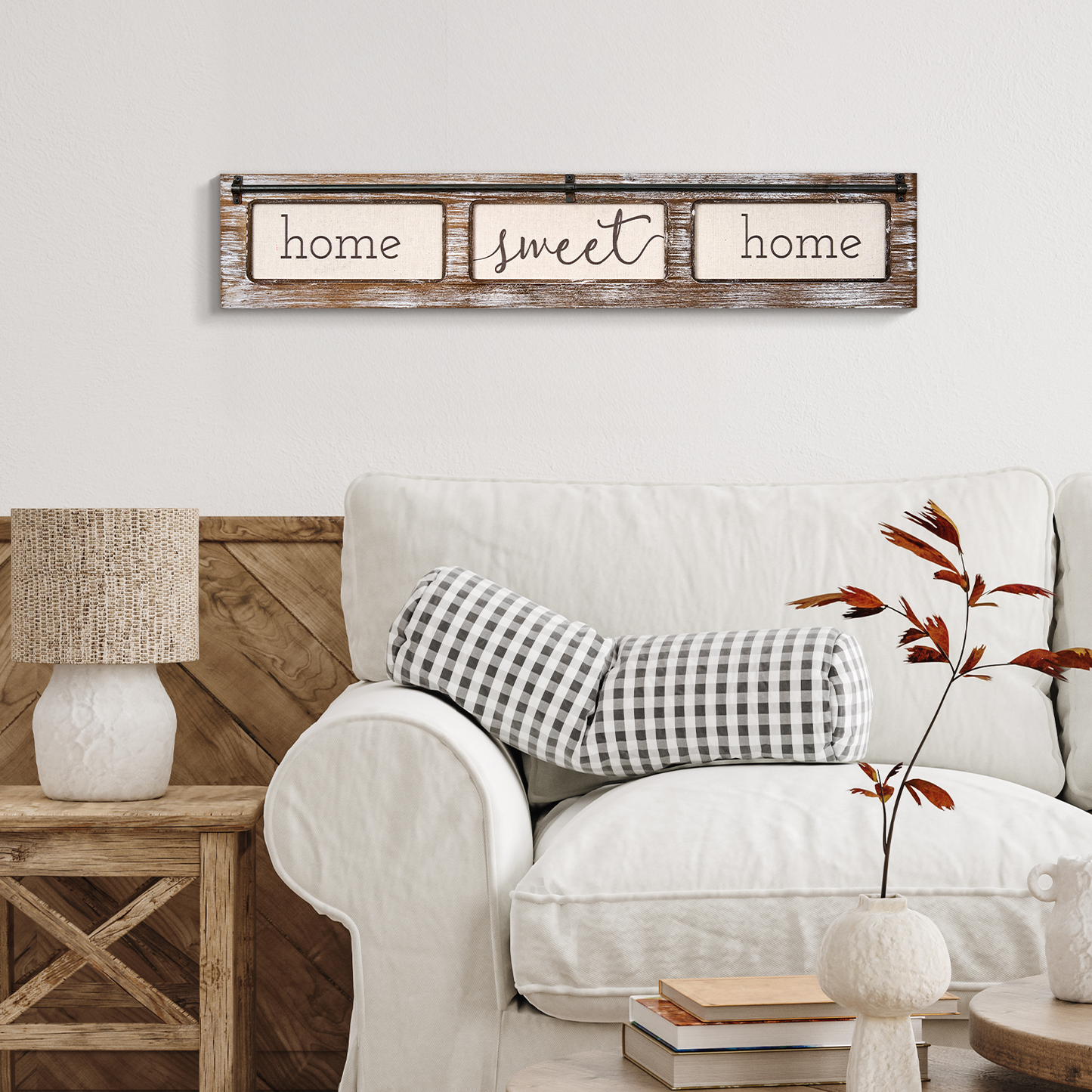 Home Sweet Home Rustic Wood Canvas Sign