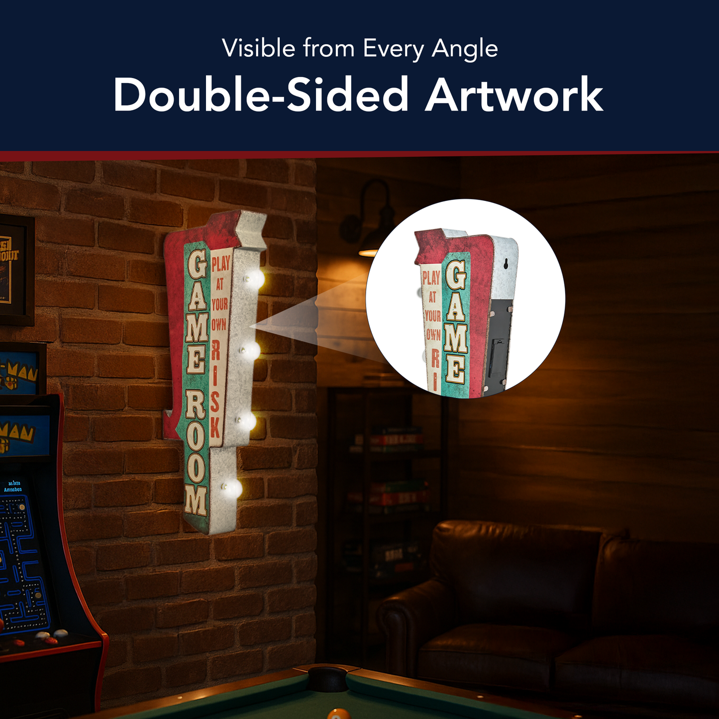 Game Room Vintage LED Marquee Sign Wall Decor