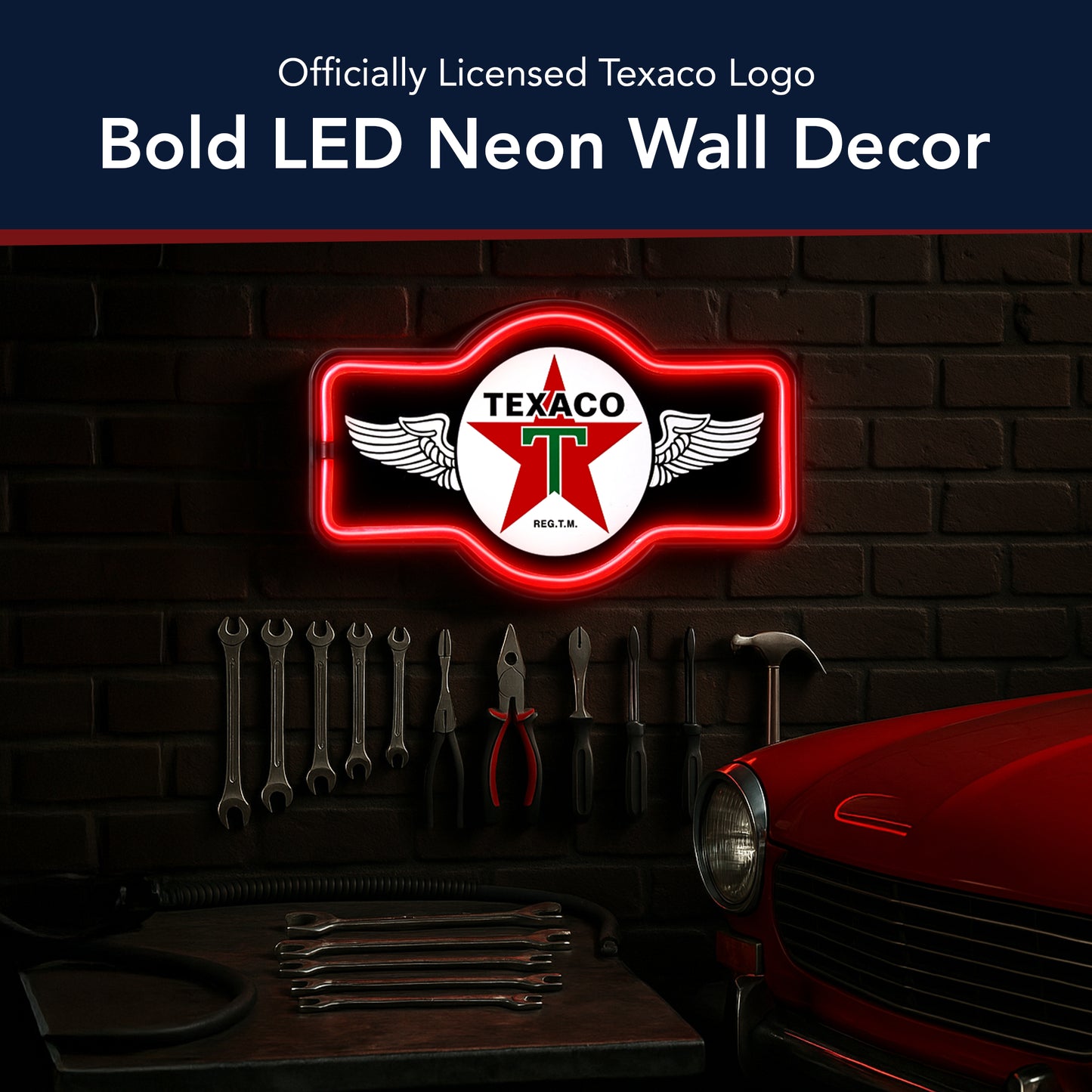 Officially Licensed Vintage Texaco LED Neon Light Sign (9.5” x 17.25”)