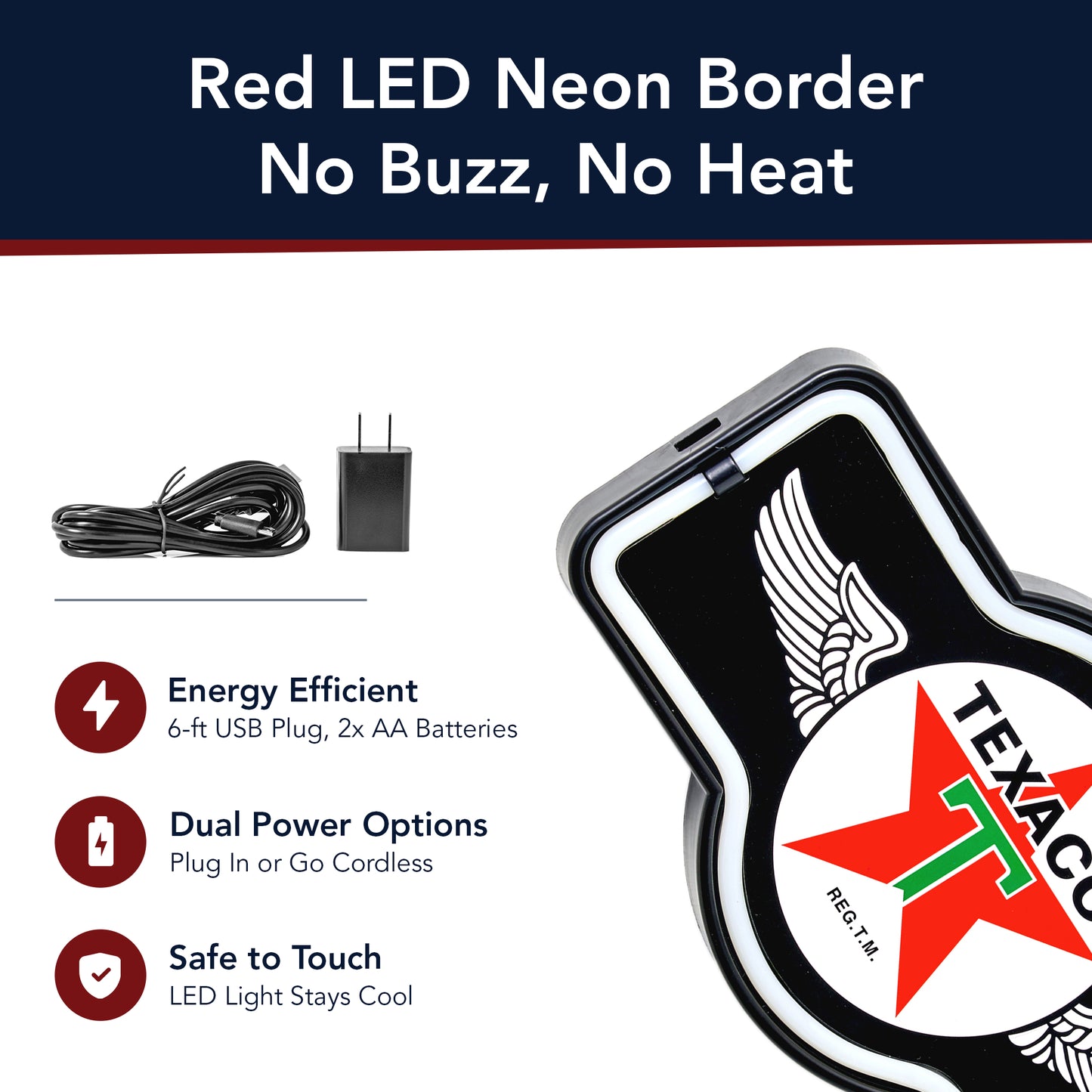Officially Licensed Vintage Texaco LED Neon Light Sign (9.5” x 17.25”)