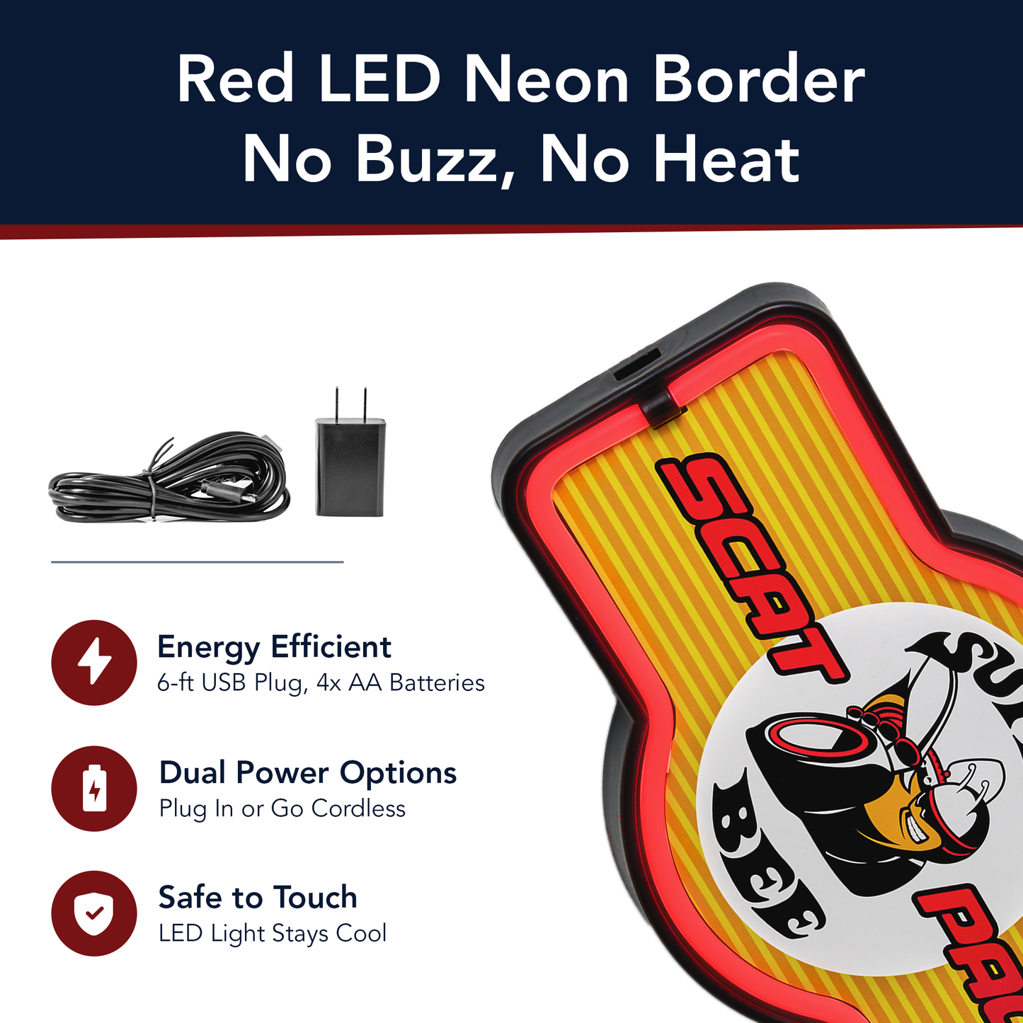 Dodge Super Bee Scat Pack LED Neon Light Sign Wall Decor (9.5” x 17.25”)