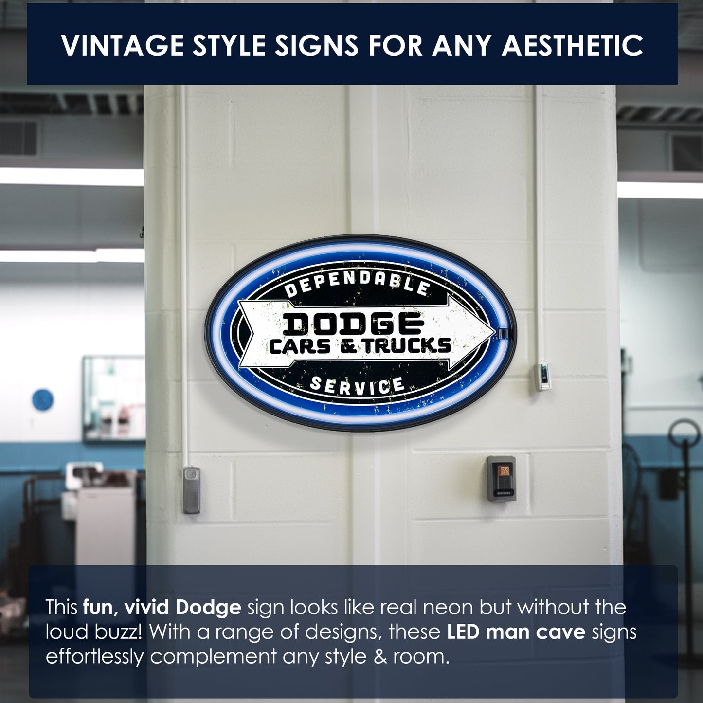 Officially Licensed Dodge Cars & Trucks Neon LED Light Sign (10.25” x 16.25”)