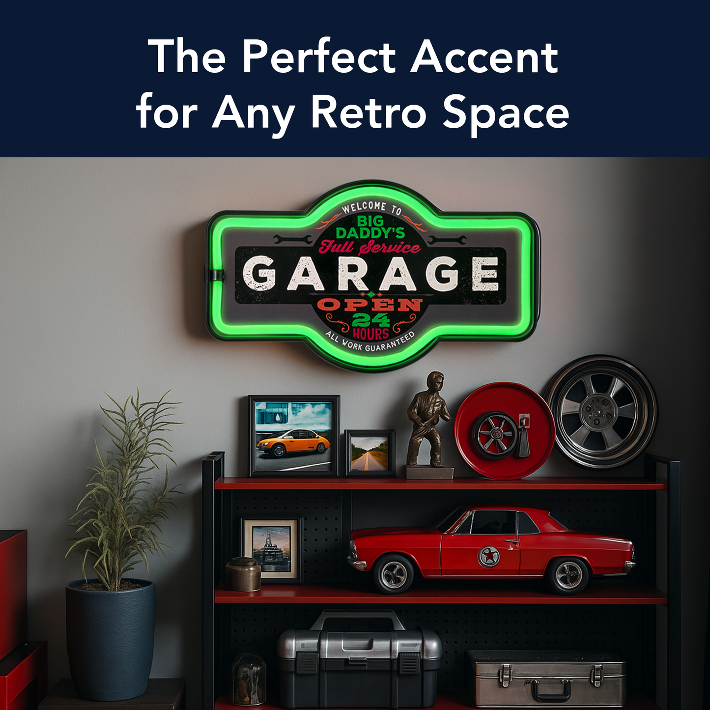 Big Daddy's Garage LED Neon Light Sign Wall Decor (9.5” x 17.25”)