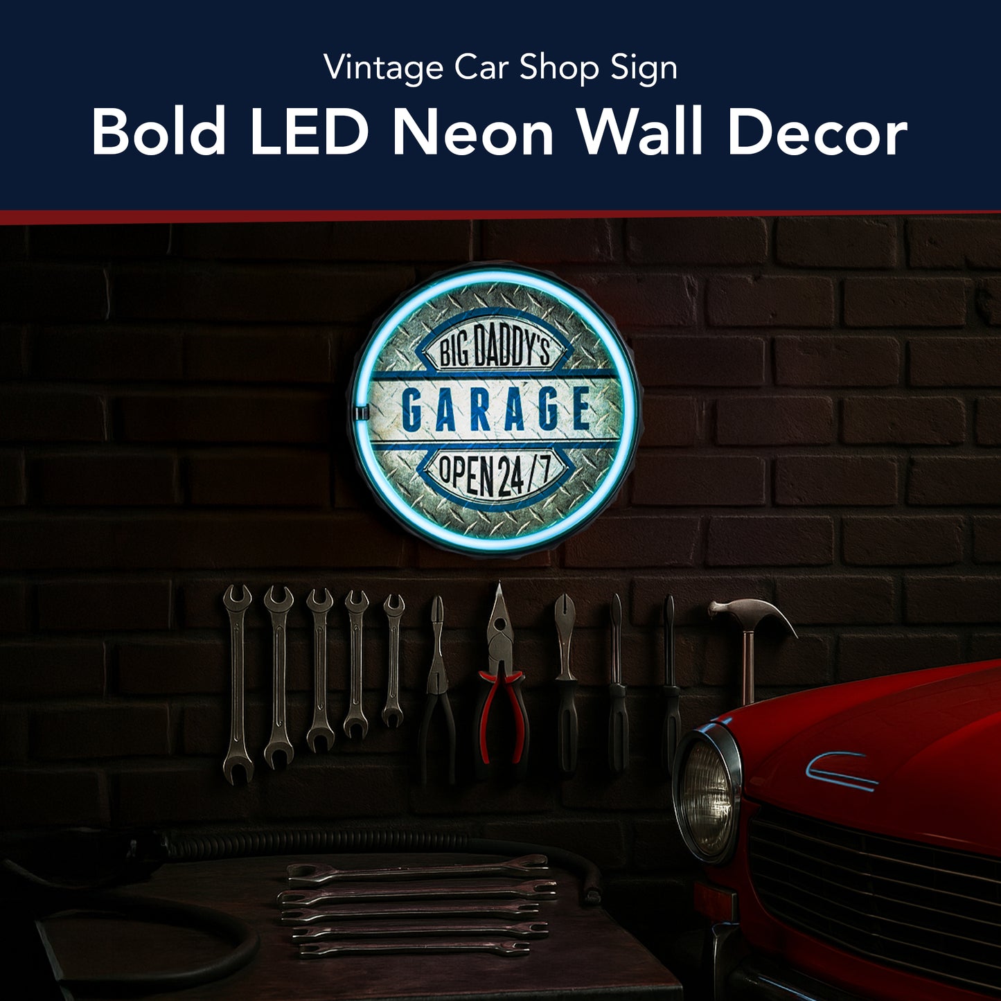 Big Daddy's Garage LED Neon Light Sign Wall Decor (12.5”)