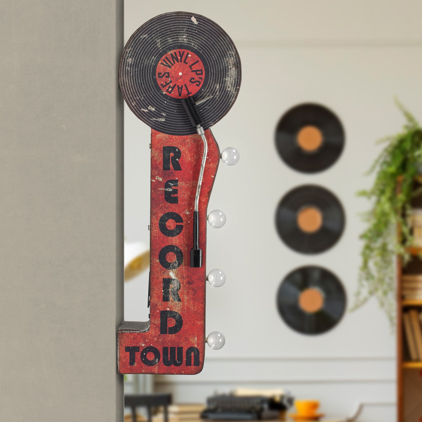 Record Town Vinyl LP's Tapes Vintage LED Marquee Sign