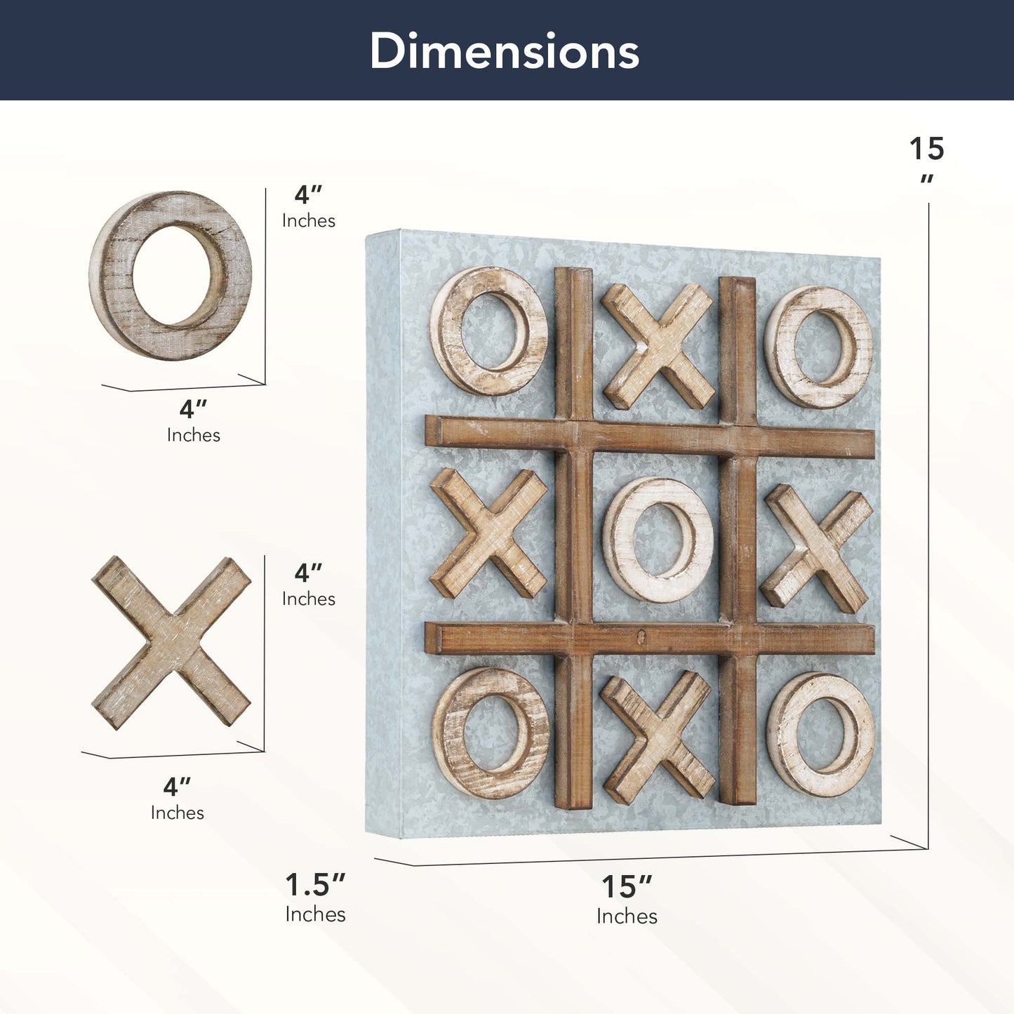 Magnetic Tic Tac Toe Wall Game & Message/Memo Board (15” x 15”)