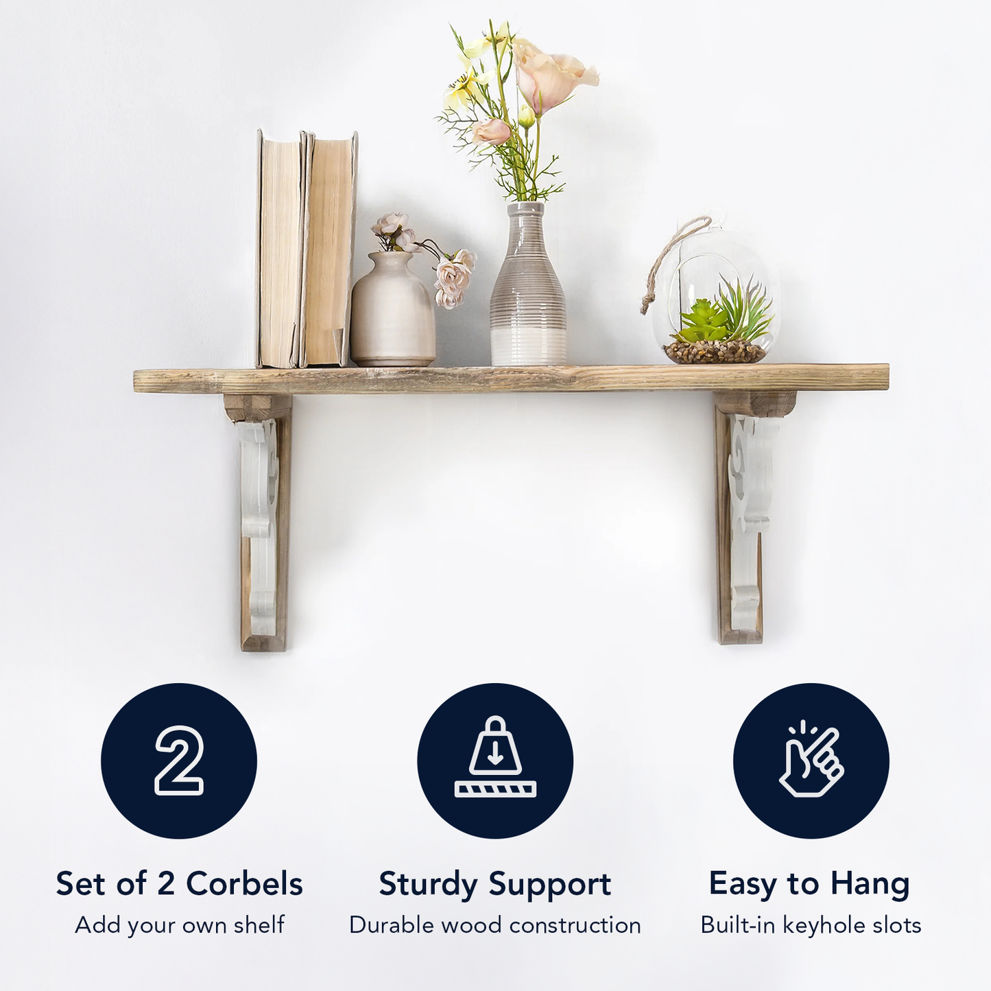 Two-Tones Wood Corbel Shelf Brackets (Set of 2)