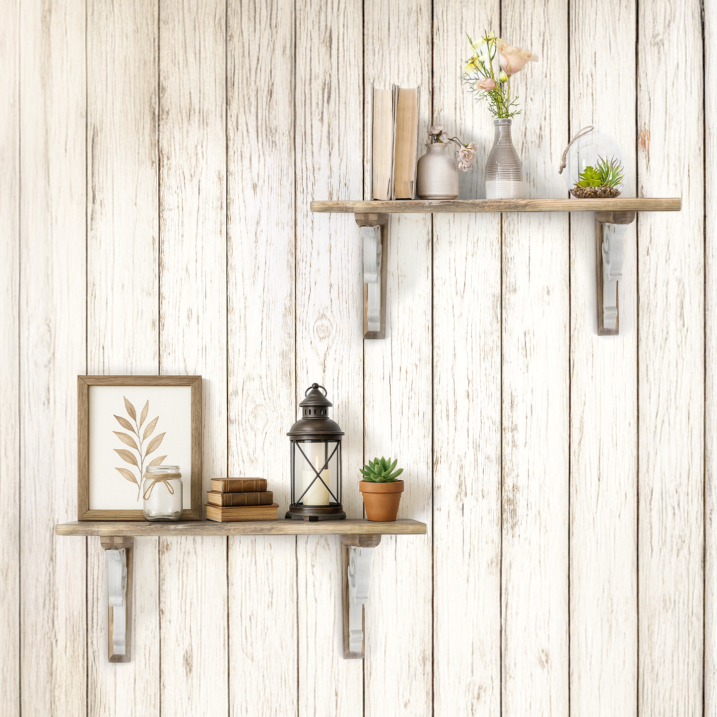 Two-Tones Wood Corbel Shelf Brackets (Set of 2)