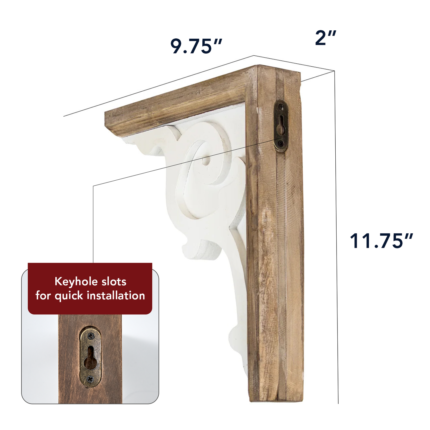 Two-Tones Wood Corbel Shelf Brackets (Set of 2)