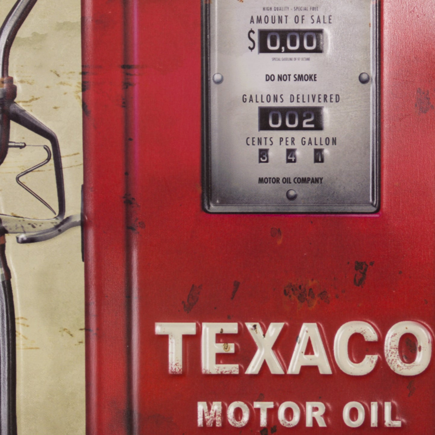 Vintage Texaco Motor Oil Gasoline Pump Embossed Metal Sign