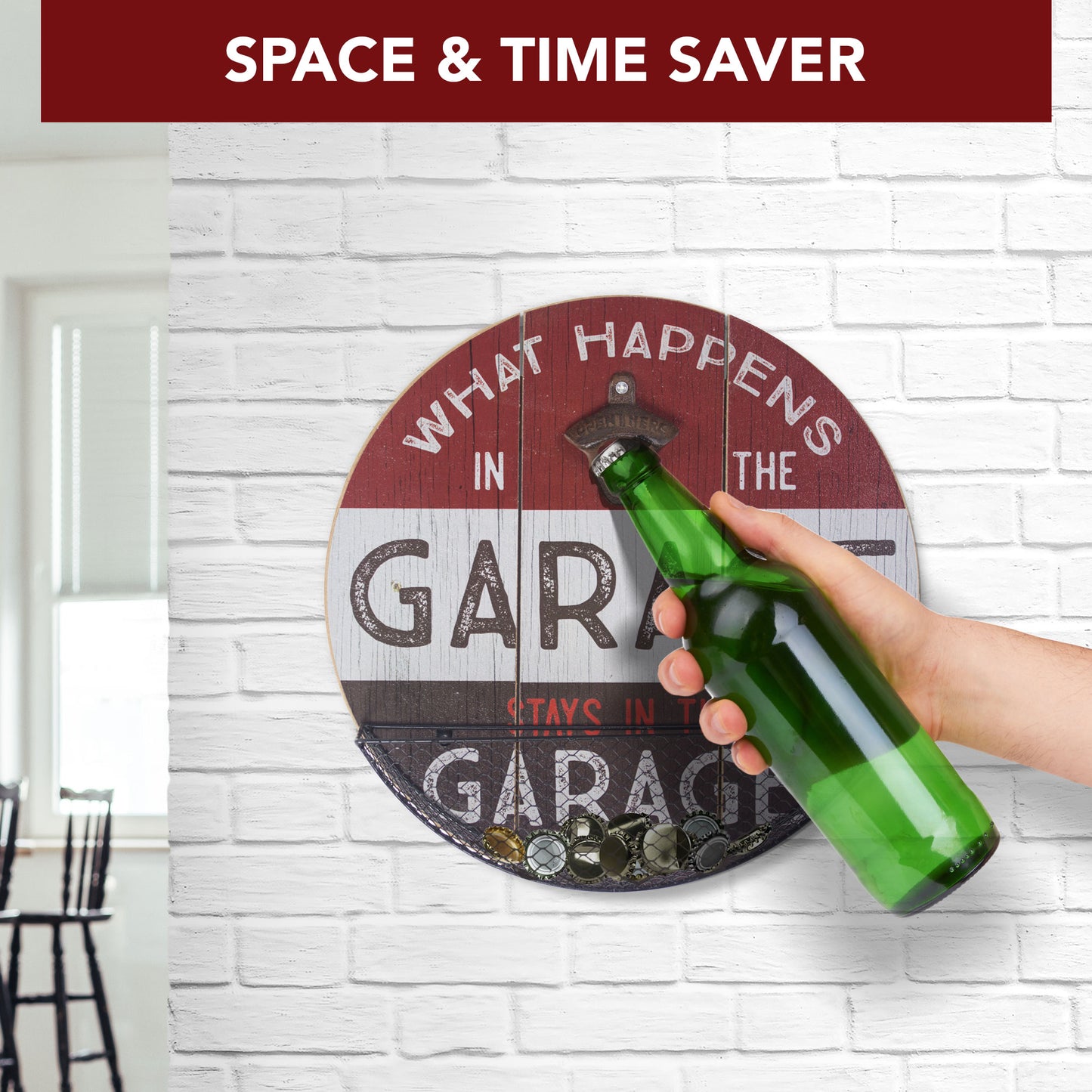 What Happens in the Garage Bottle Opener & Cap Catcher