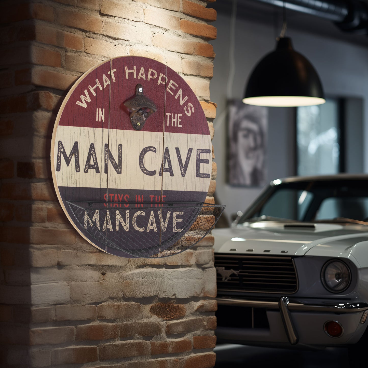 Bottle Opener & Cap Catcher What Happens in the Man Cave