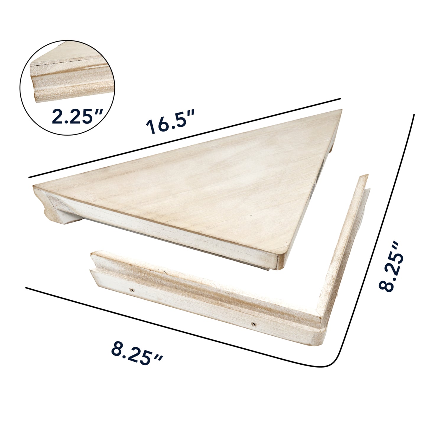 Wood Floating Beveled Corner Shelves (Set of 3) - White
