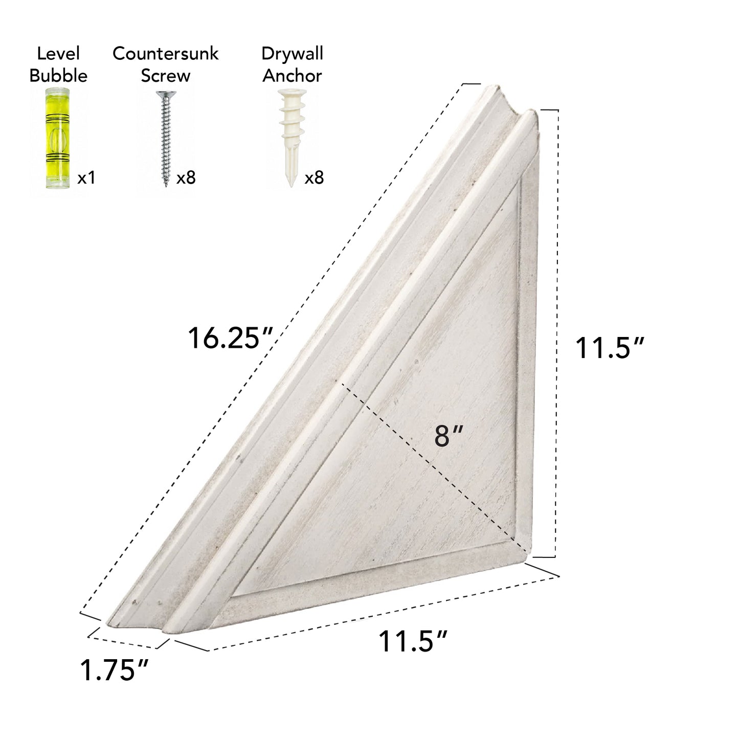 Wood Floating Beveled Corner Shelves (Set of 3) - White