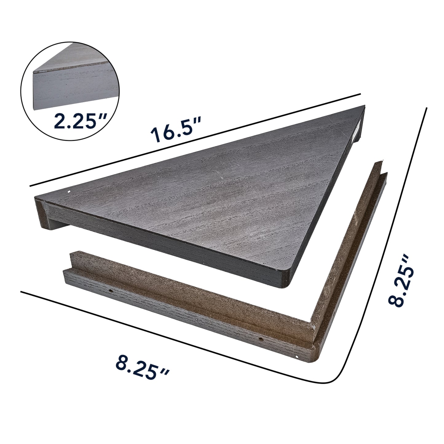 Wood Floating Corner Shelves (Set of 2) - Grey