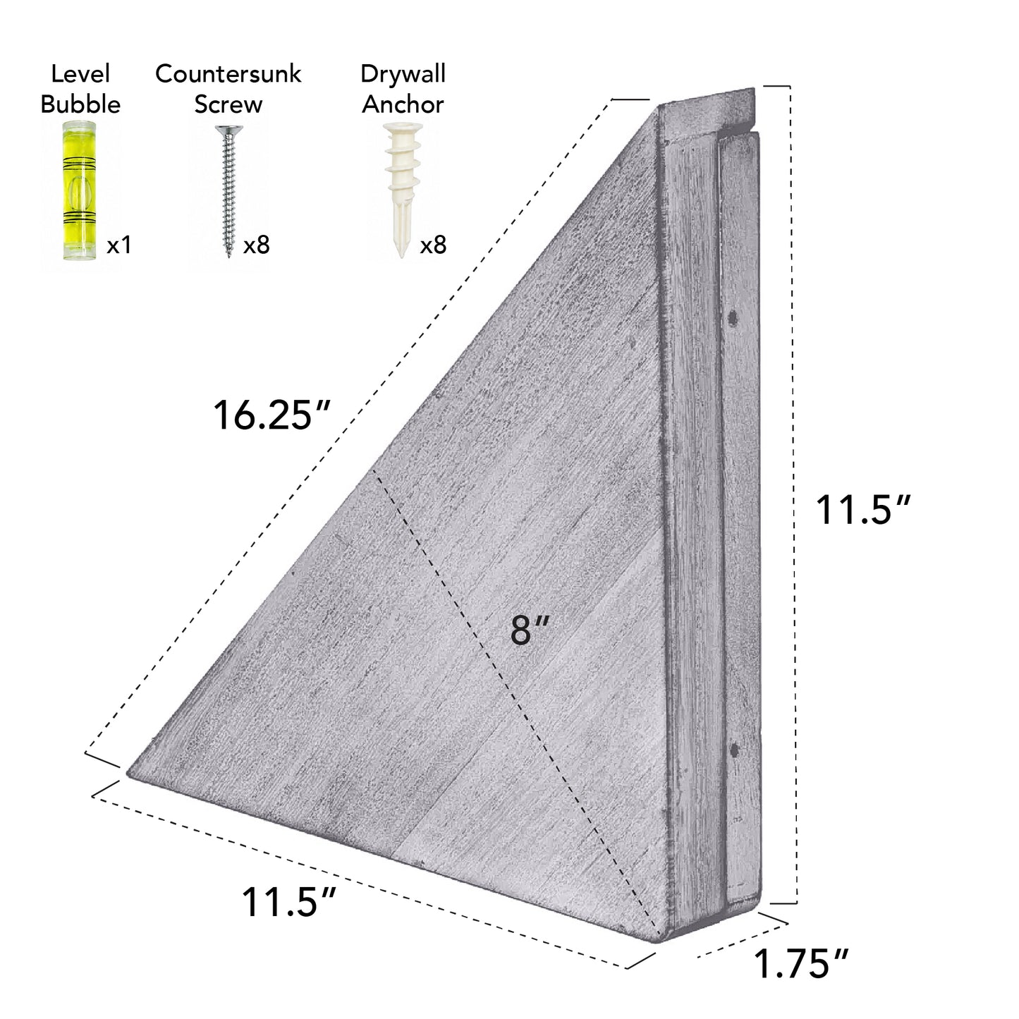 Wood Floating Corner Shelves (Set of 2) - Grey