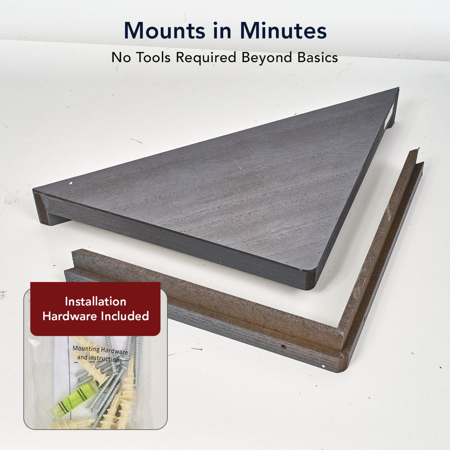 Wood Floating Corner Shelves (Set of 2) - Grey