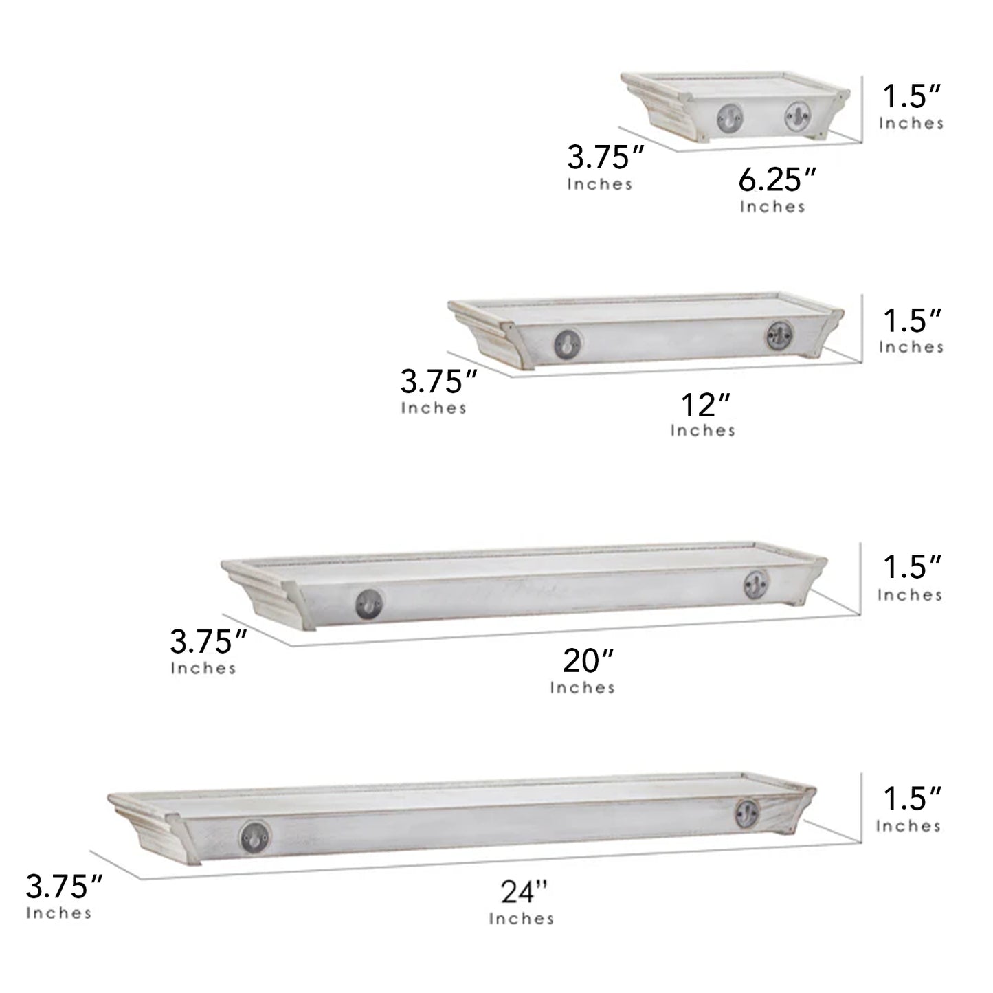 Floating Shelves with Crown Molding - White