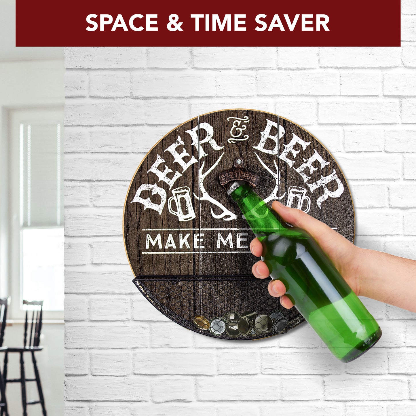 Deer & Beer Bottle Opener and Cap Catcher Wall Decor