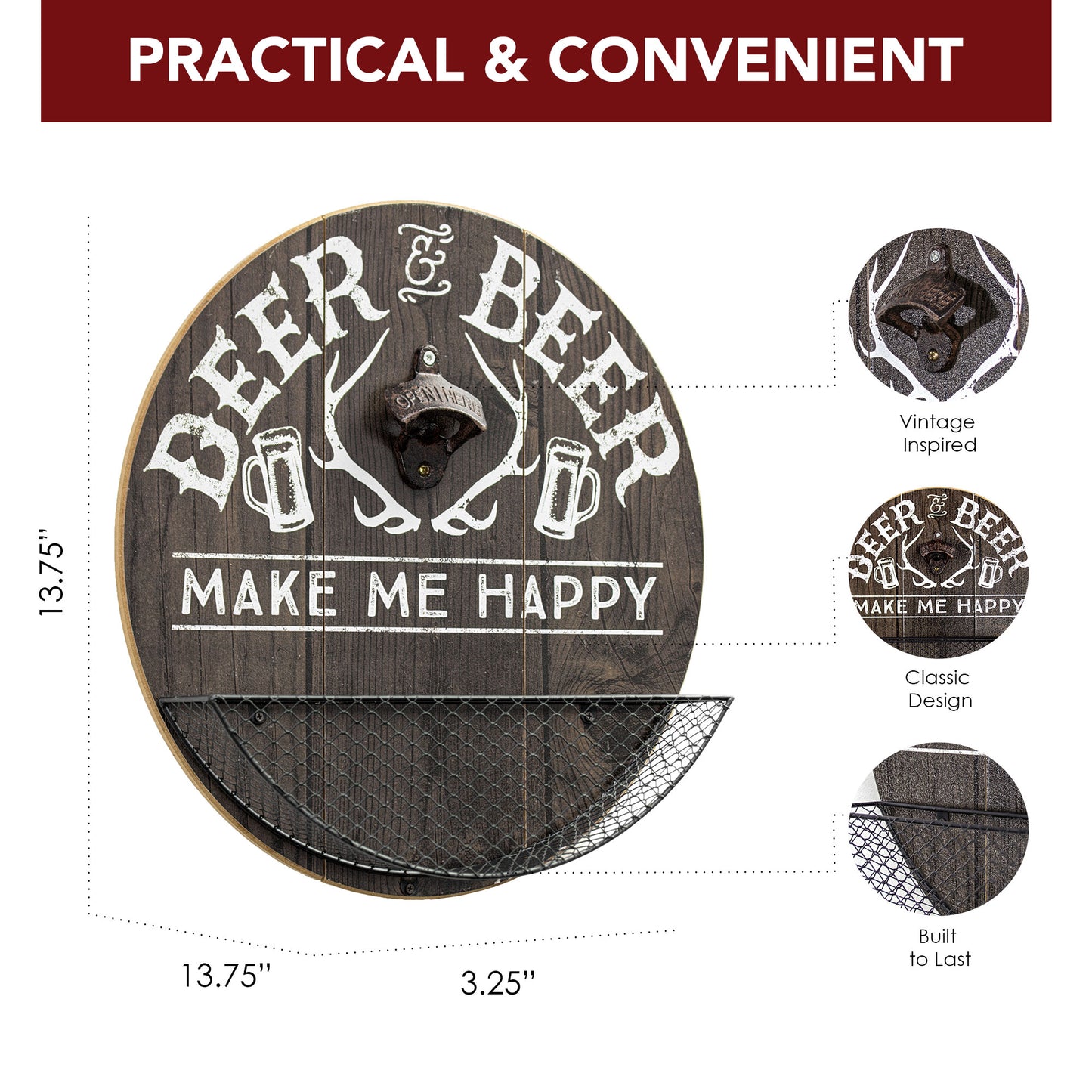 Deer & Beer Bottle Opener and Cap Catcher Wall Decor