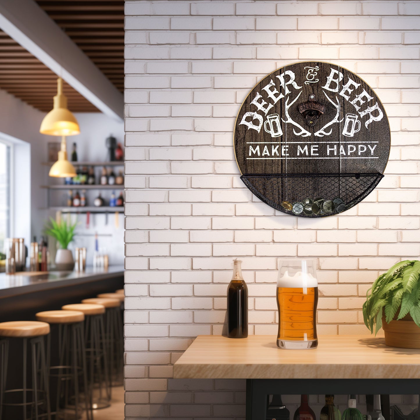 Deer & Beer Bottle Opener and Cap Catcher Wall Decor