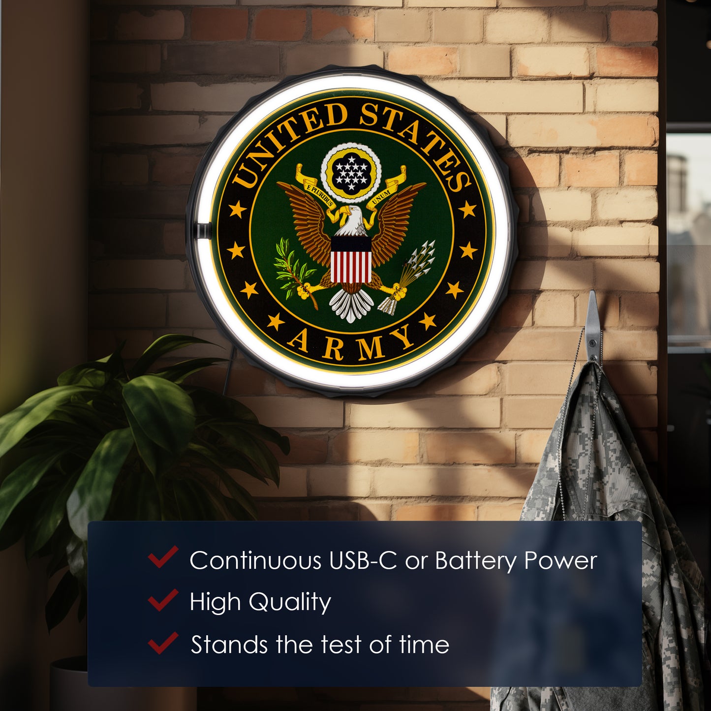 United States Army LED Neon Light Sign (12.5”)