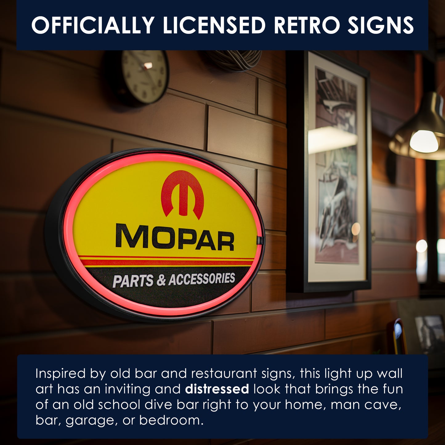 Mopar Chrysler Parts & Accessories LED Neon Light Sign (10.25” x 16.25”)