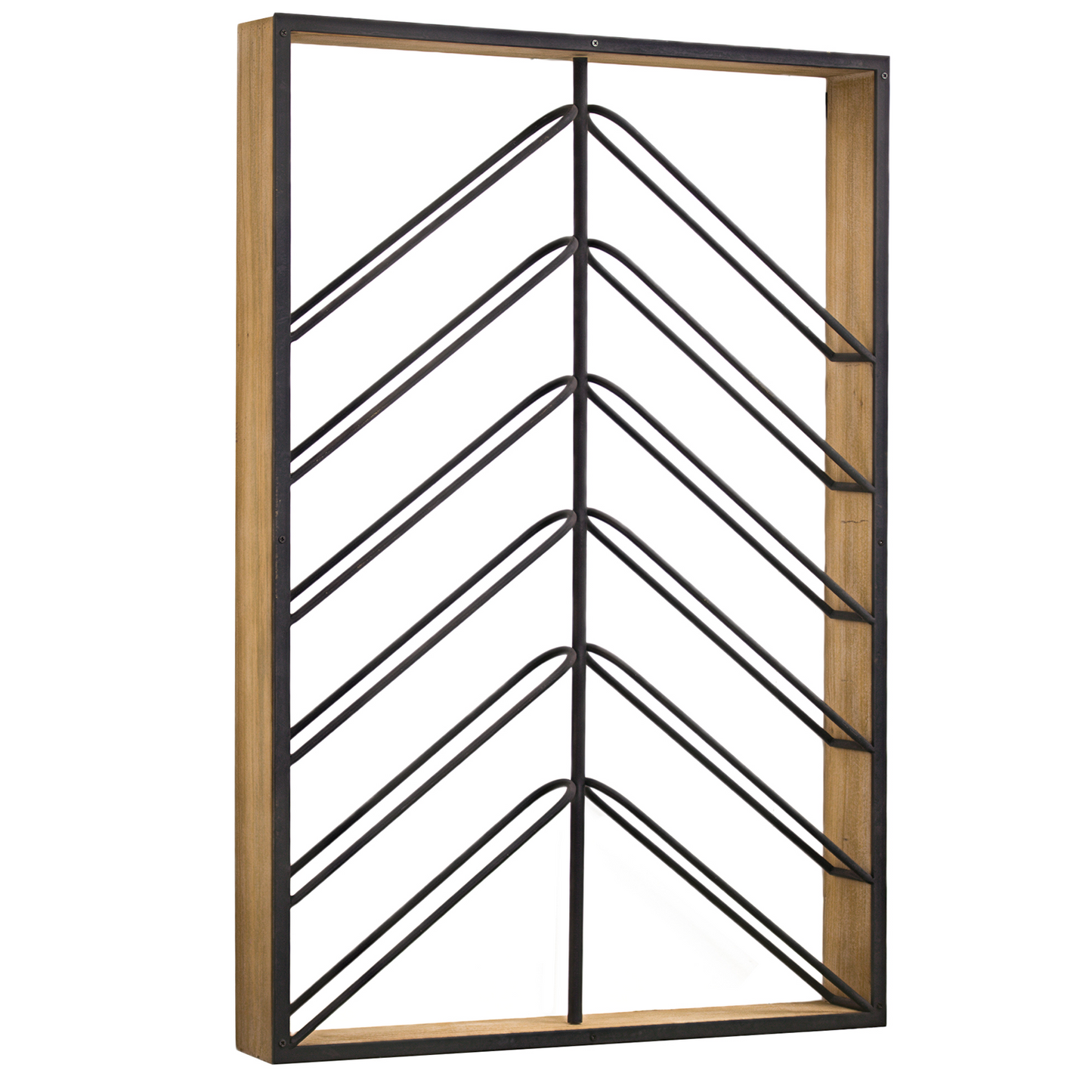 Wood and Metal Wall Mounted Wine Rack (36.25” x 24.25”)