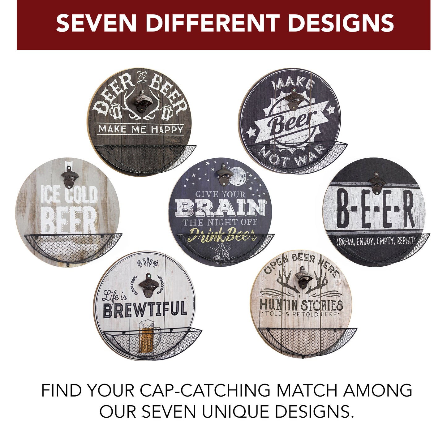 Vintage-Inspired 'B-E-E-R' Bottle Opener & Cap Catcher - 14"