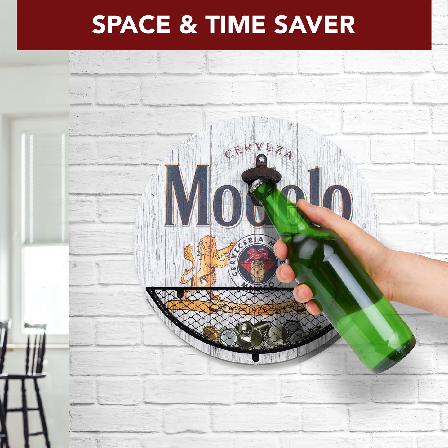 Modelo Beer Bottle Opener & Cap Catcher Wall Decor - 14"