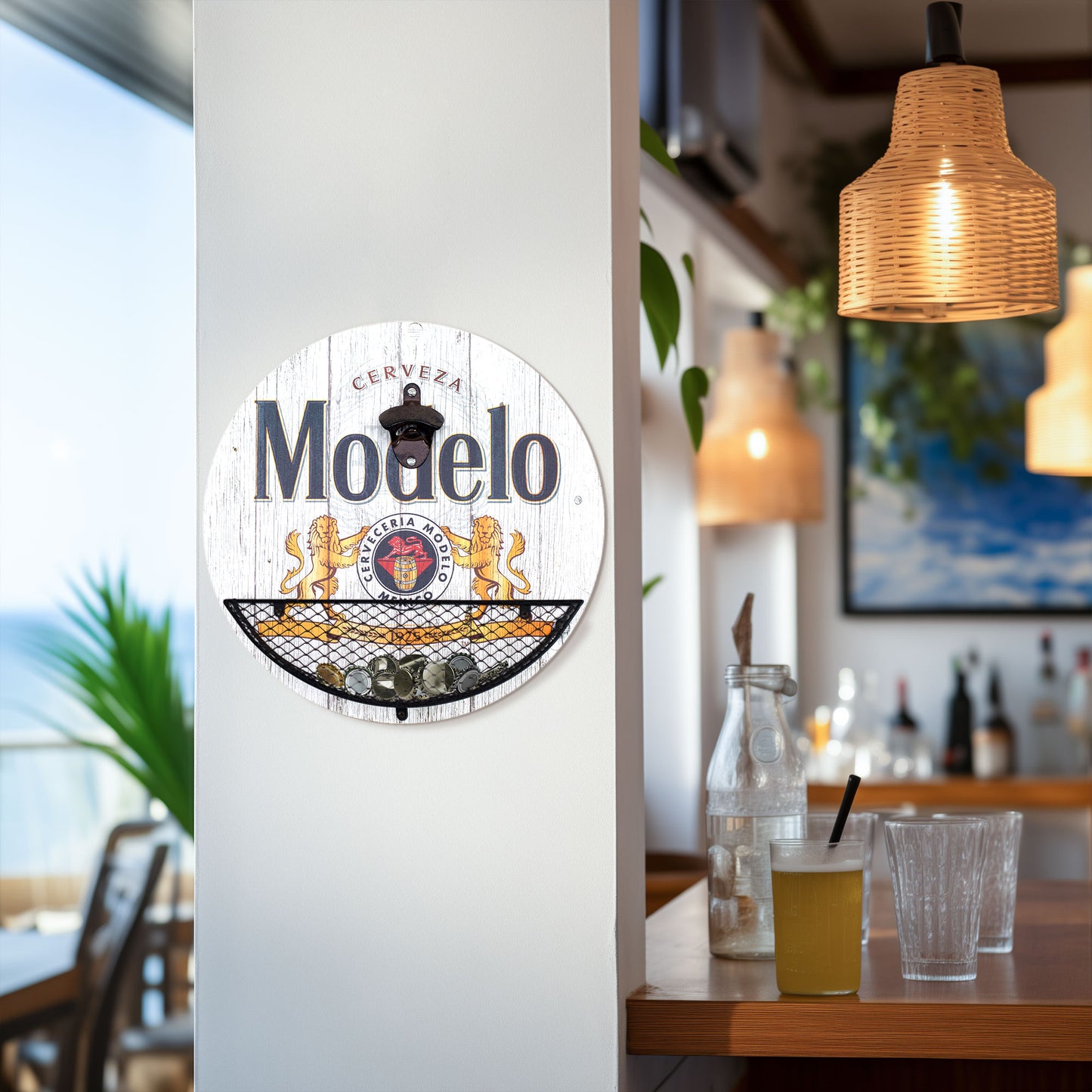 Modelo Beer Bottle Opener & Cap Catcher Wall Decor - 14"