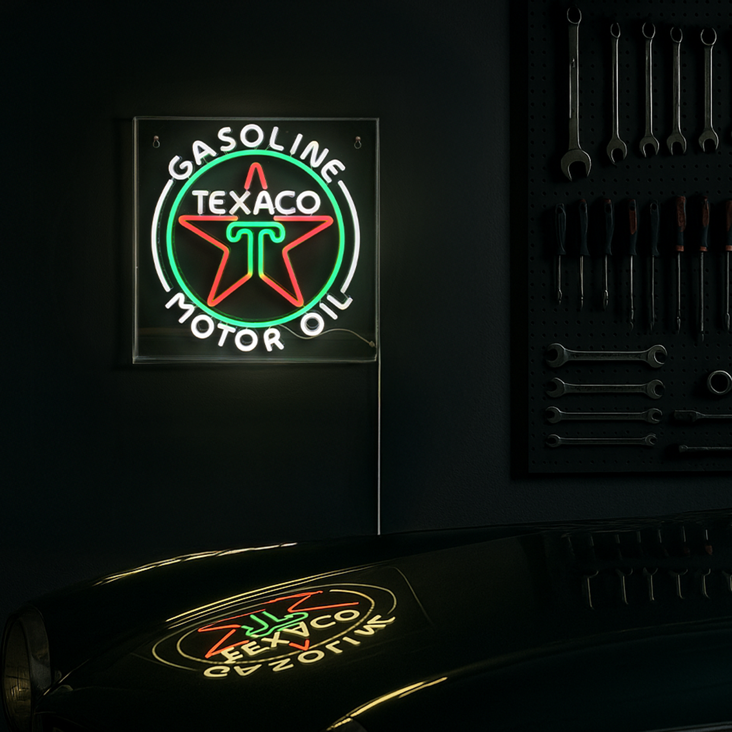 Licensed Texaco Gasoline Motor Oil Acrylic LED Wall Decor Sign - 16" x 16"