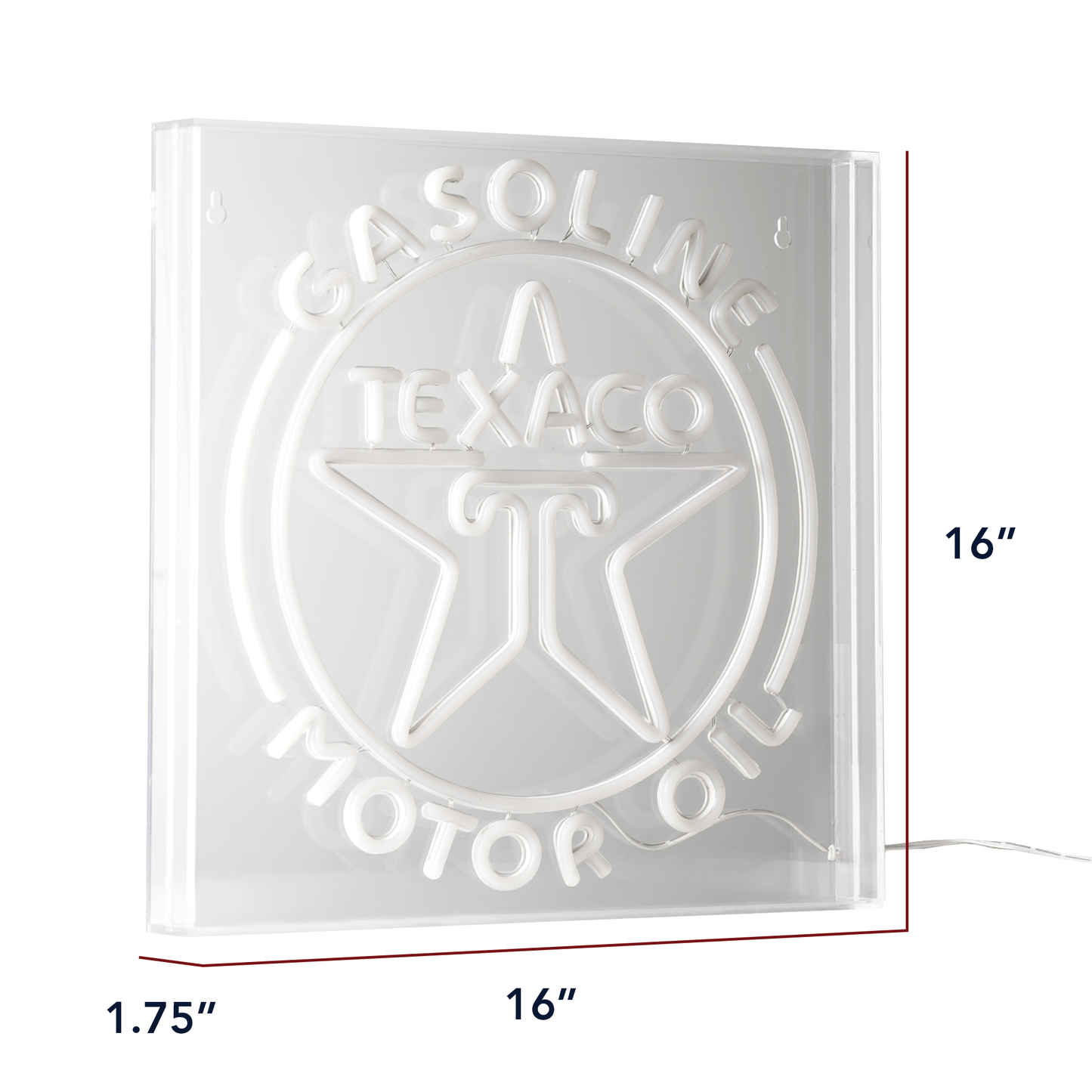 Licensed Texaco Gasoline Motor Oil Acrylic LED Wall Decor Sign - 16" x 16"
