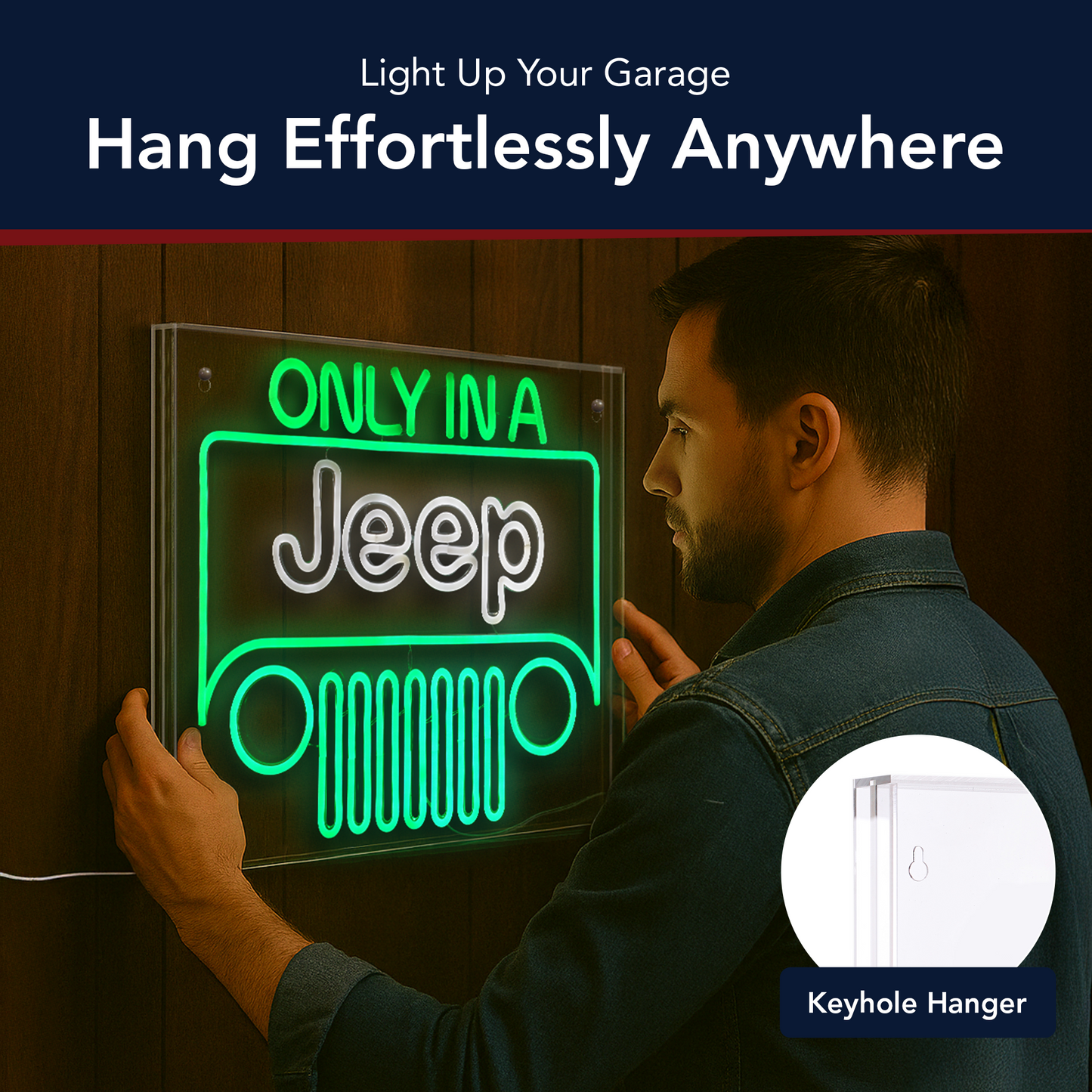 Licensed Only In A Jeep Acrylic LED Wall Decor Sign - 20" x 16"