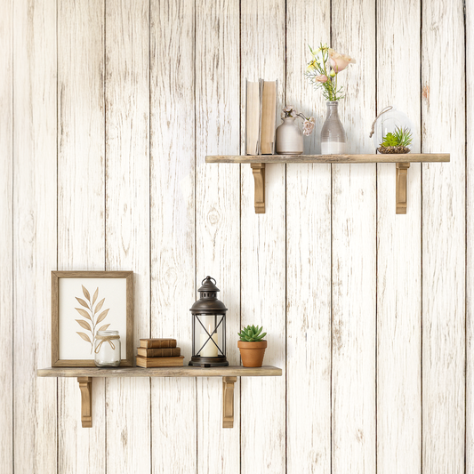 Natural Distressed Wood Corbel Shelf Brackets (Set of 2)