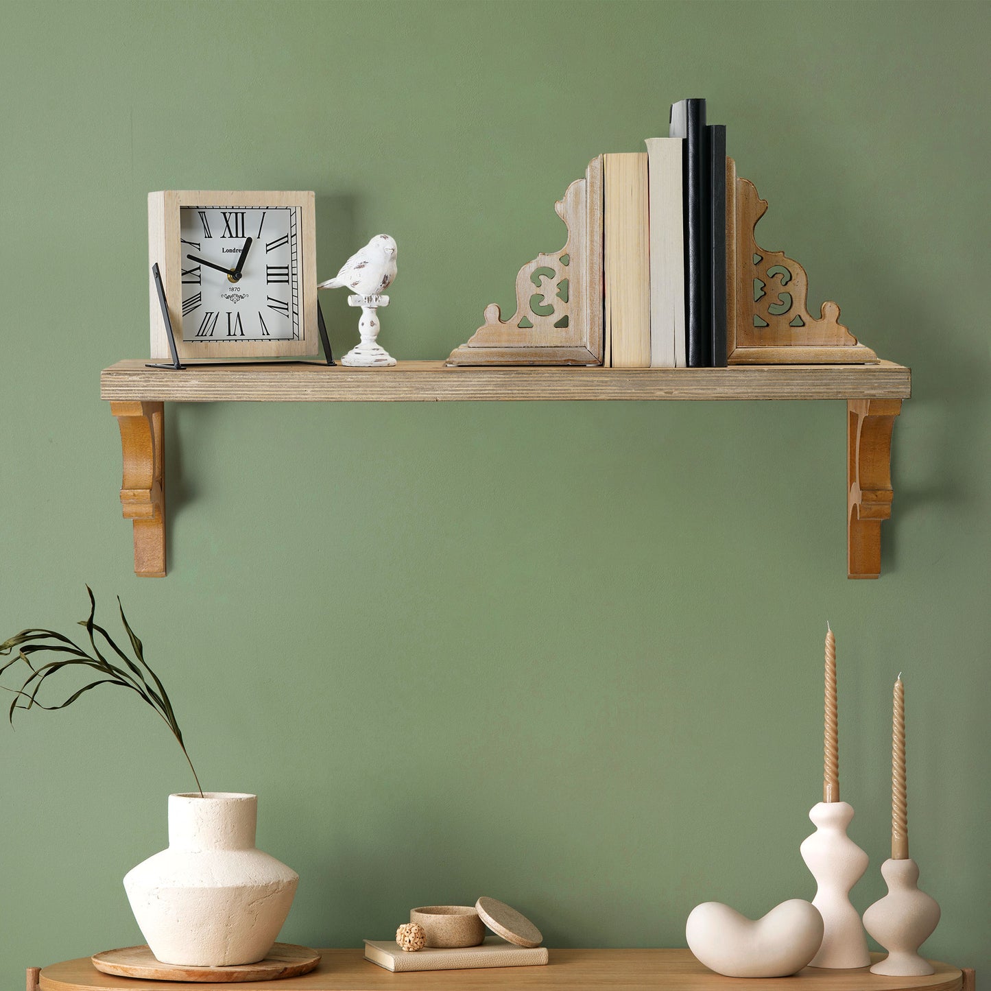 Natural Vintage Decorative Wood Bookends (Set of 2)