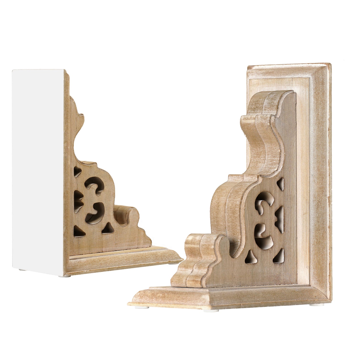 Natural Vintage Decorative Wood Bookends (Set of 2)