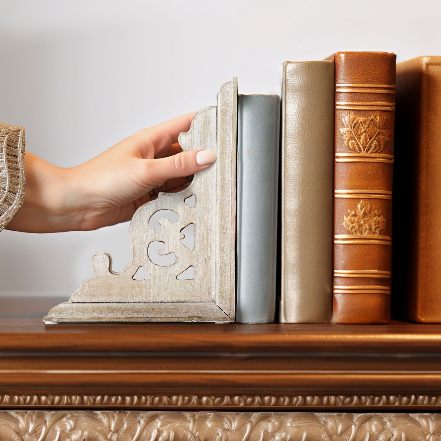 Natural Vintage Decorative Wood Bookends (Set of 2)