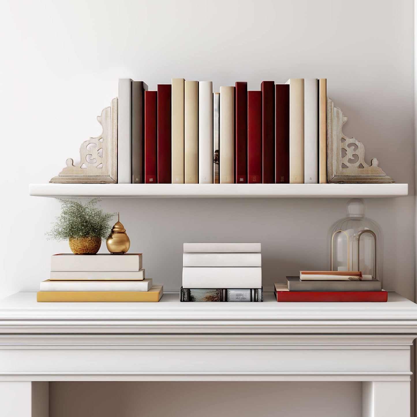 Natural Vintage Decorative Wood Bookends (Set of 2)