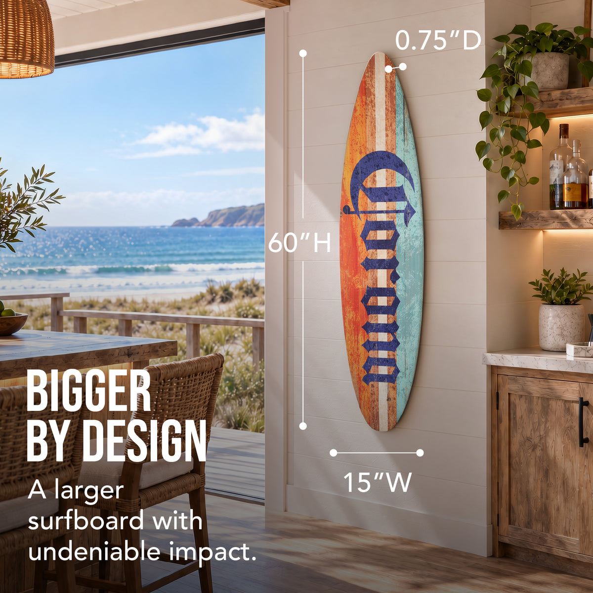 Licensed Corona Color Tones Surfboard Plaque Wall Sign - 60"x15"